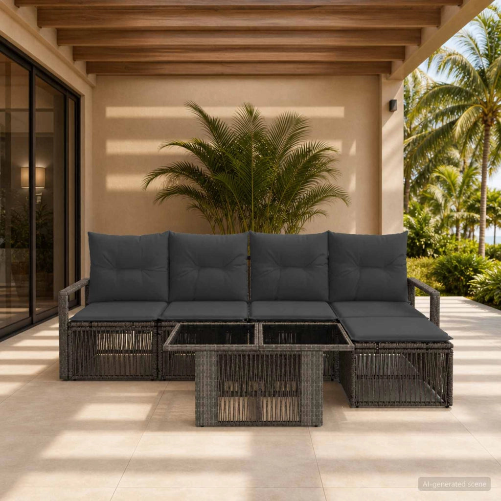 Set Divano da Giardino 6 pz Grigio e Grigio Scuro polyrattan 3437090