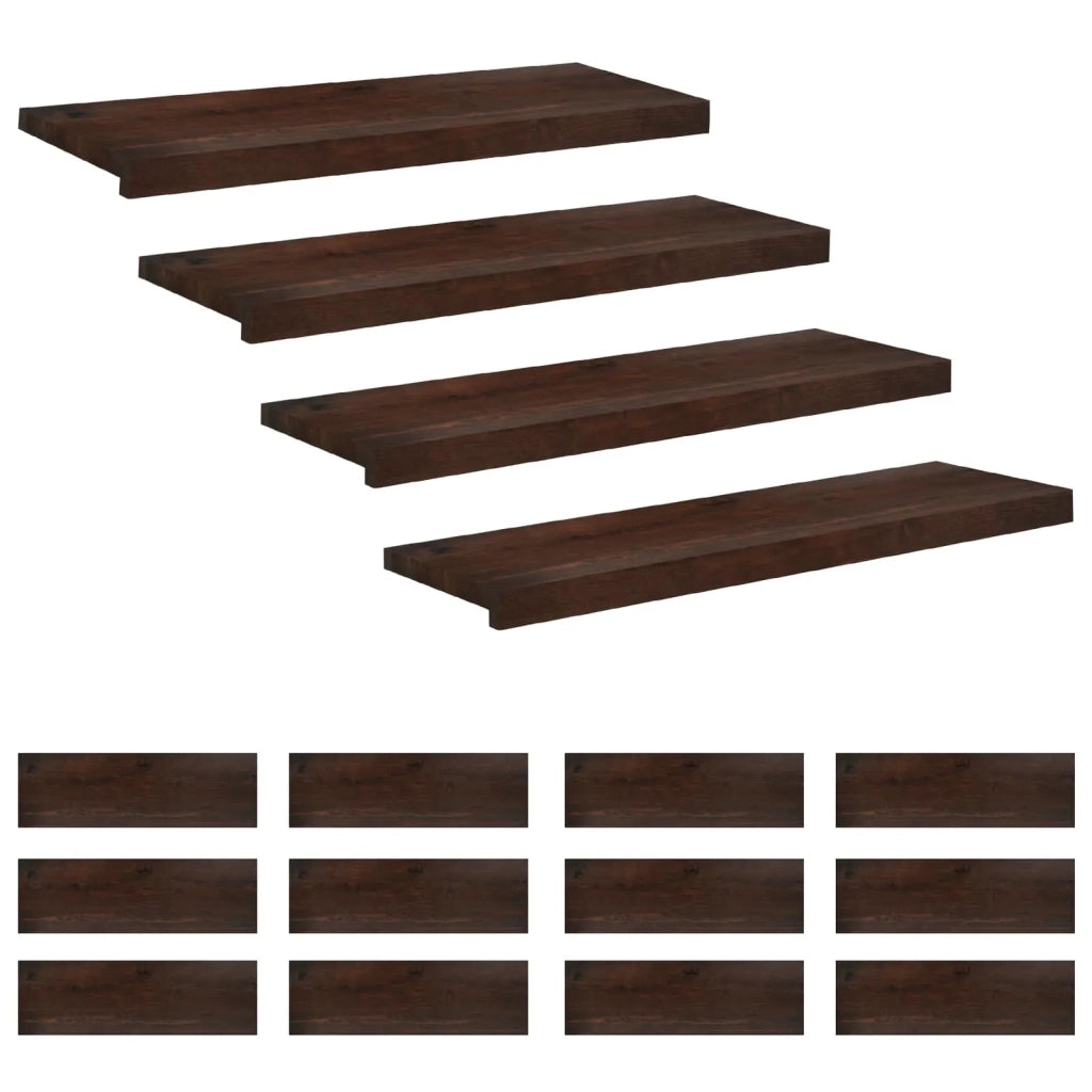 Tappeti per scale 16 pz 70 x 30 x 2 cm Marrone Scuro 3446454