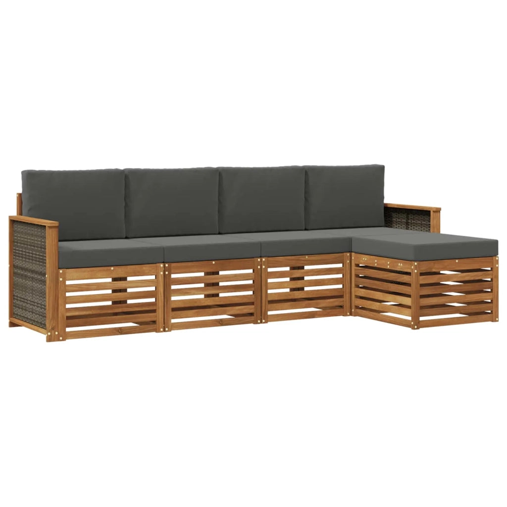 Set di divani da esterno con cuscino 5 pcs Naturale e Antracite 3384228