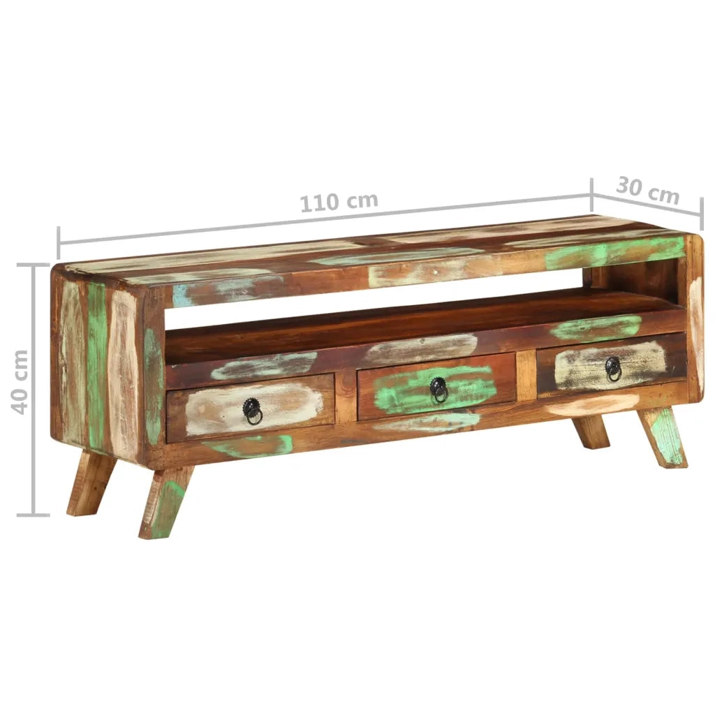 Mobile Porta TV Multicolore 110x30x40 cm in Legno di Recupero 337063