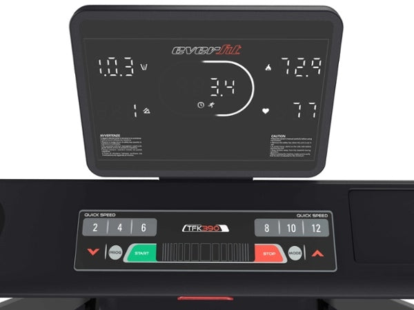 Tapis Roulant TFK 390 con HRC, Compatibile con Zwift e Kinomap, Sistema di Ammortizzazione Soft Tech Cushions