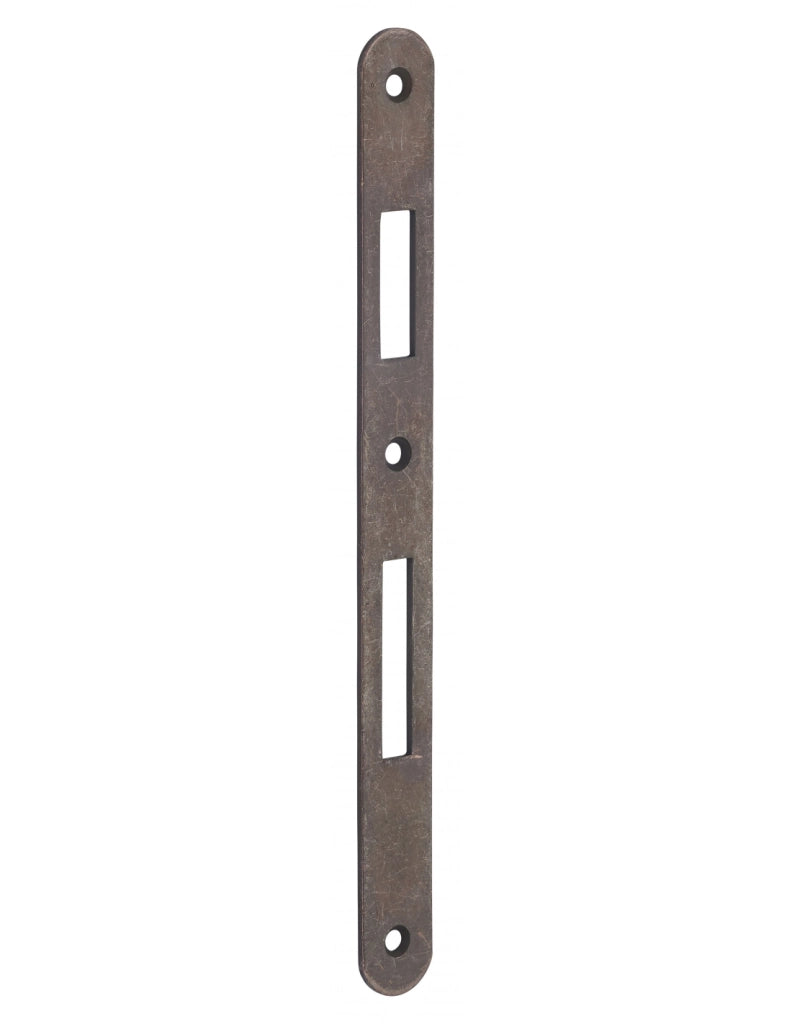 Serratura Patent da incasso 90mm x 45mm, reversibile, piastra tonda, richiamo 1/2 giro, 1 chiave, bronzo - THIRARD