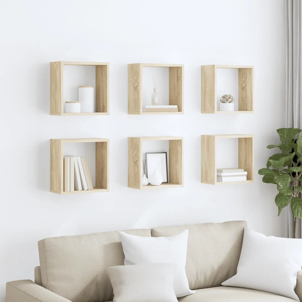 Mensole Parete a Cubo 6 pz Rovere Sonoma 30x15x30 cm cod mxl 58729