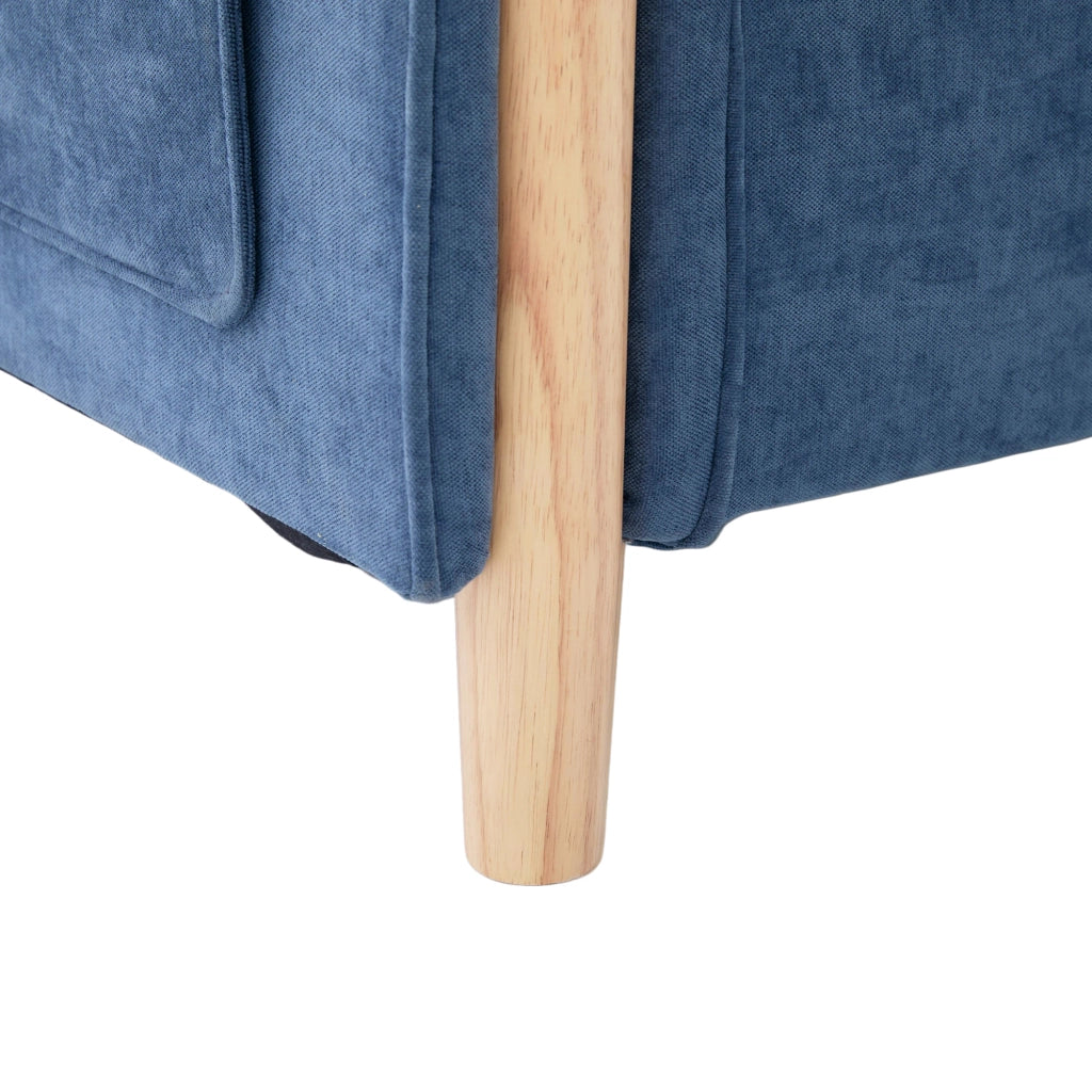 Divano angolare modulare a U 4 posti con contenitore e braccioli, in Chenille Blu
