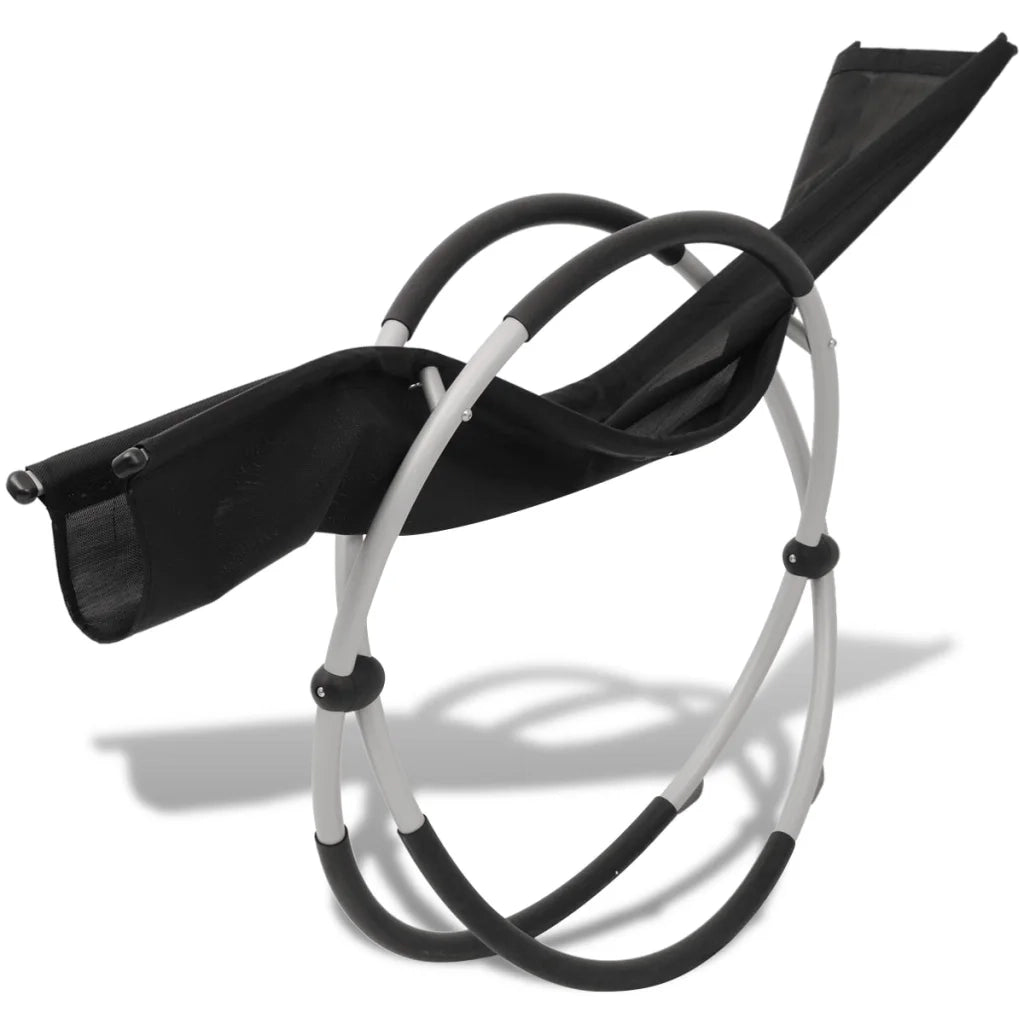 Lettino Prendisole Geometrico in Acciaio Nero e Grigio 42400