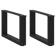 Set di 2 gambe regolabili per tavolino da caffè a forma di U 50 x 30 cm uso moderno acciaio nero 02_0057376