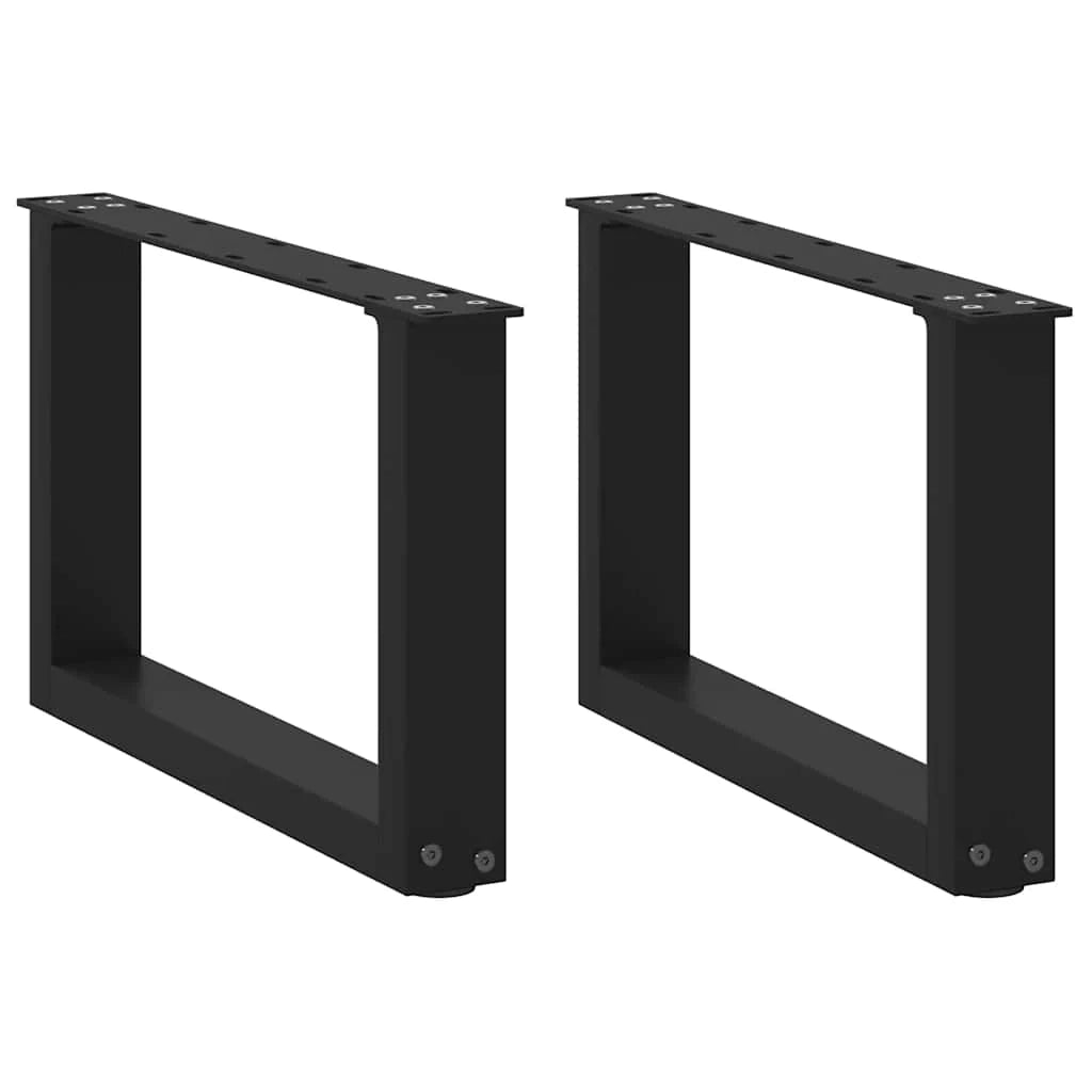 Set di 2 gambe regolabili per tavolino da caffè a forma di U 50 x 30 cm uso moderno acciaio nero 02_0057376