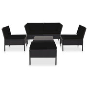 Set mobili da giardino set da esterno 6 pezzi con cuscini in polyrattan nero 02_0016918