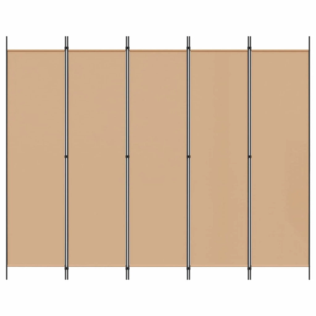 Paravento a 5 Pannelli Beige 250 x 200 cm Tessuto 42039209