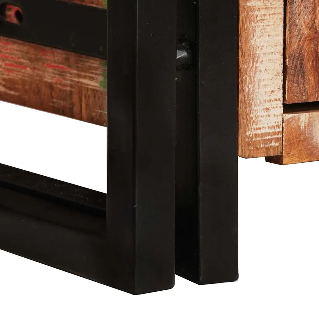 Credenza | Highboard con Ante Marrone Legno Recuperato Massello e Metallo