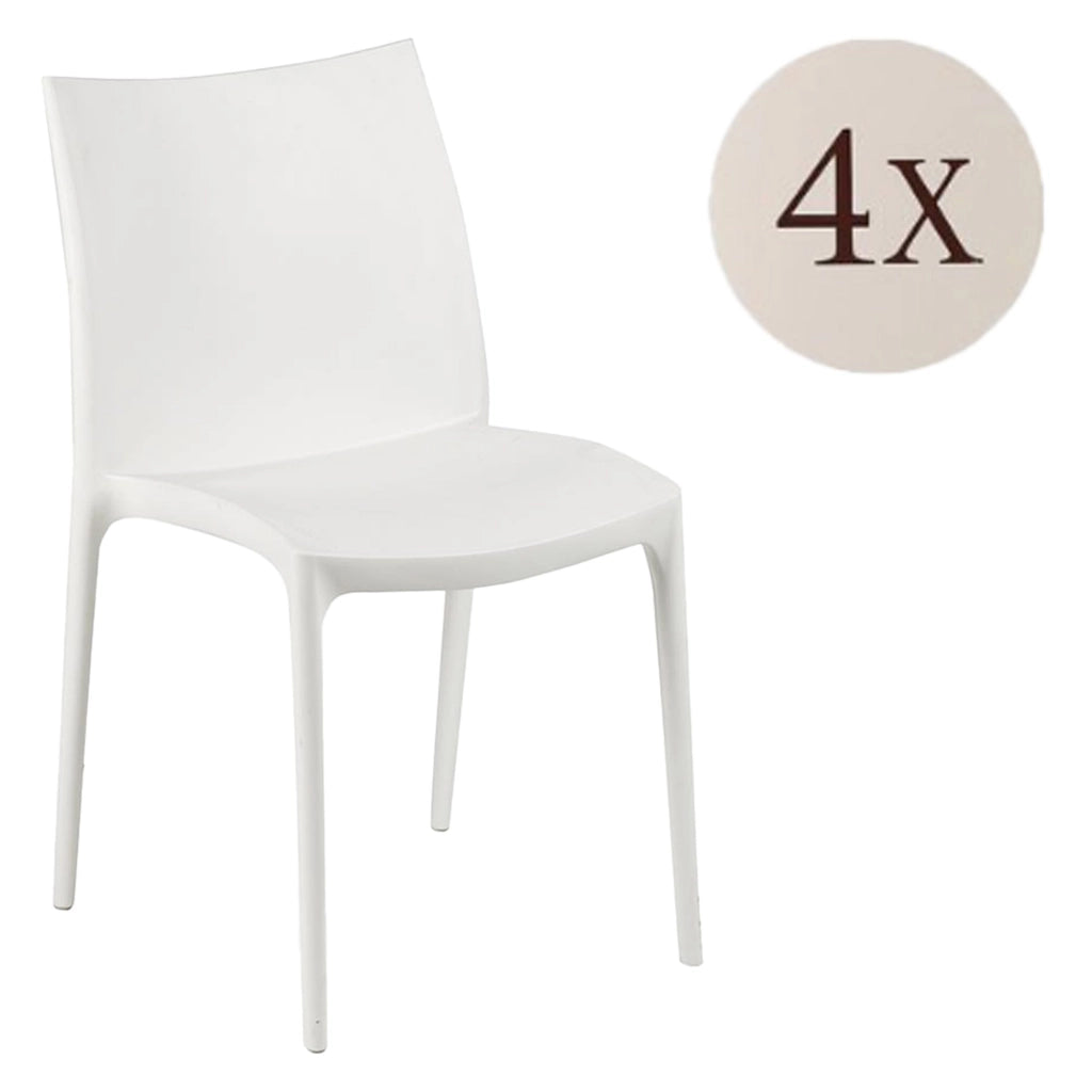 Grover, Sedia da Esterno 4 Sedie Made in Italy, Bianco