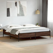 Giroletto-Struttura Letto Rovere Marrone 180x200cm in Legno Multistrato Metallo 955880