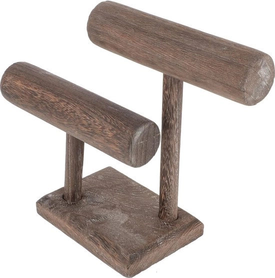 Display per gioielli in legno con barra T per anello e collana, supporto per bracciale, organizzatore per gioielli in vetrina per negozio o casa.