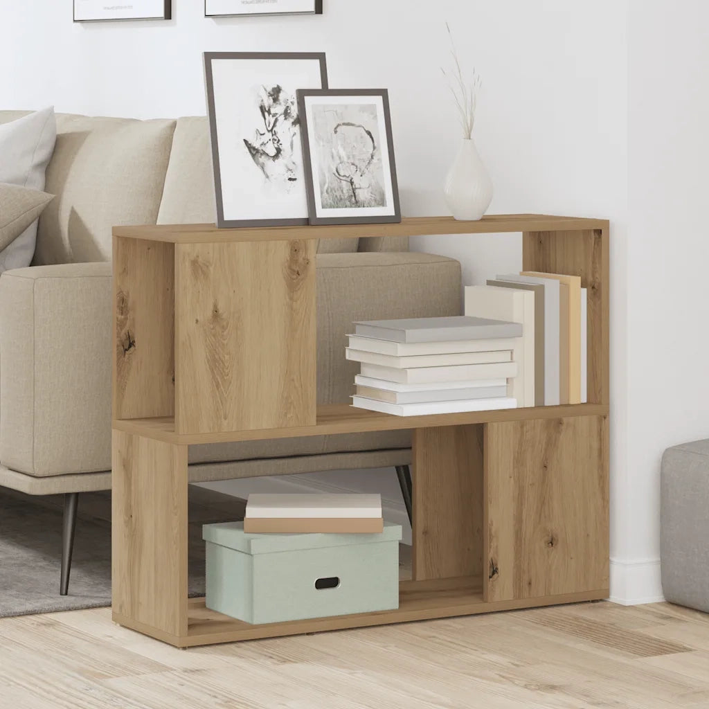 Libreria Divisorio-Scaffale per Libri-Mobile di Stoccaggio Rovere Artigianale 80x24x63 cm