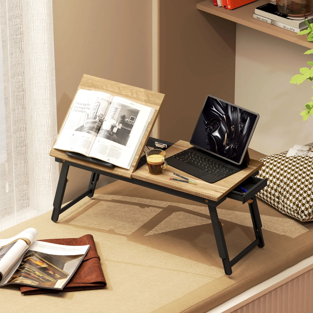 Supporto per Monitor Inclinabile e Regolabile 86x33x22,5-32 cm in Legno Rovere e Nero