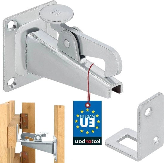 Stopper per porte a muro con angolo di protezione in acciaio massiccio in colorazione argento