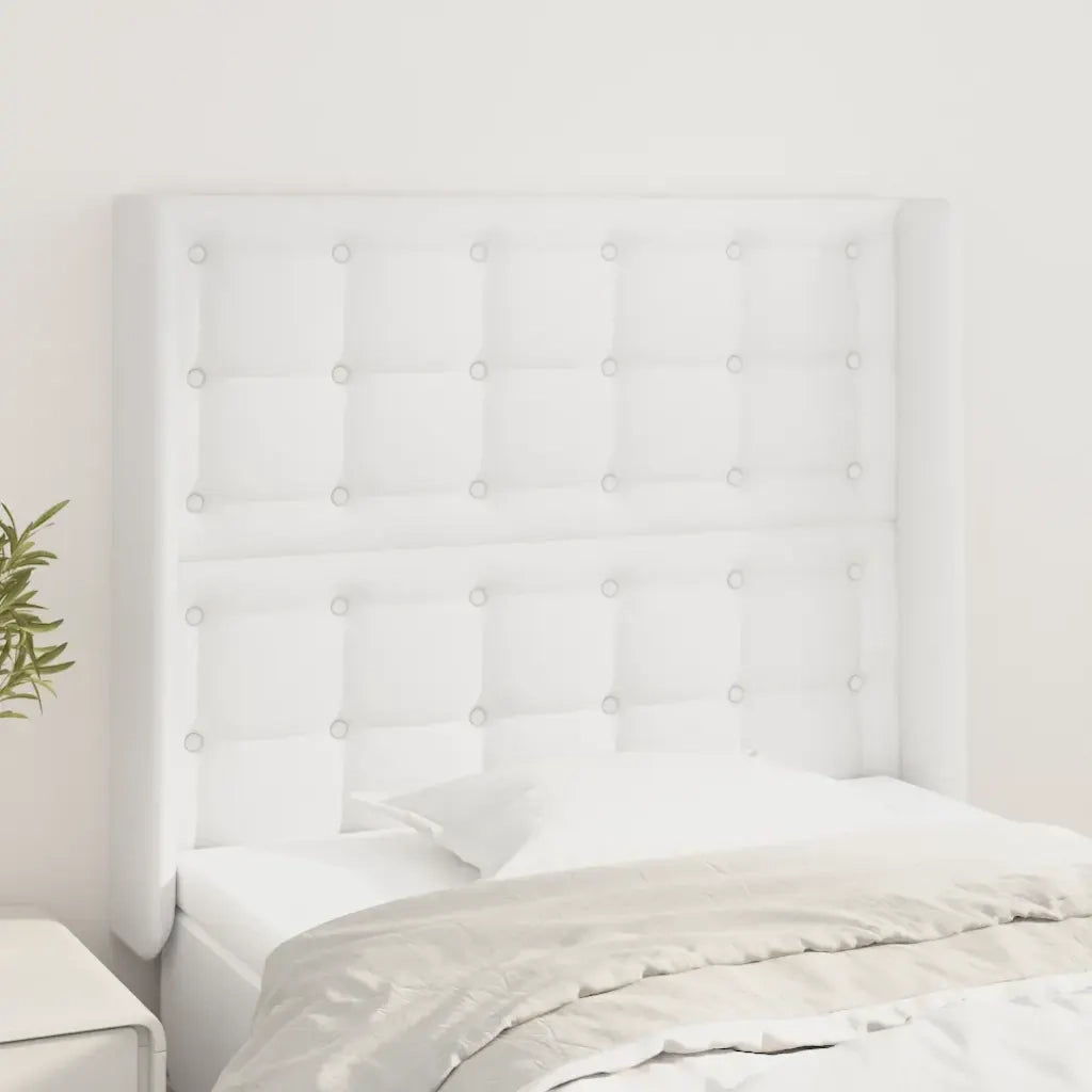 Testiera | Testata ad Orecchio Bianco 103x16x118/128 cm in Similpelle