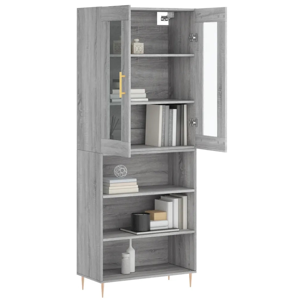 Credenza Grigio Sonoma 69,5x34x180 cm in Legno Multistrato 3198719