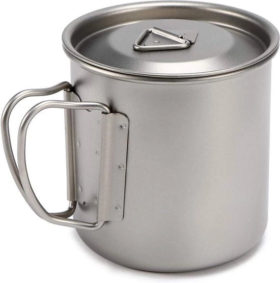 Tazza da Picnic da Esterno - Bicchiere in Titanio Ultraleggero con Manico Ripiegabile 750 ml