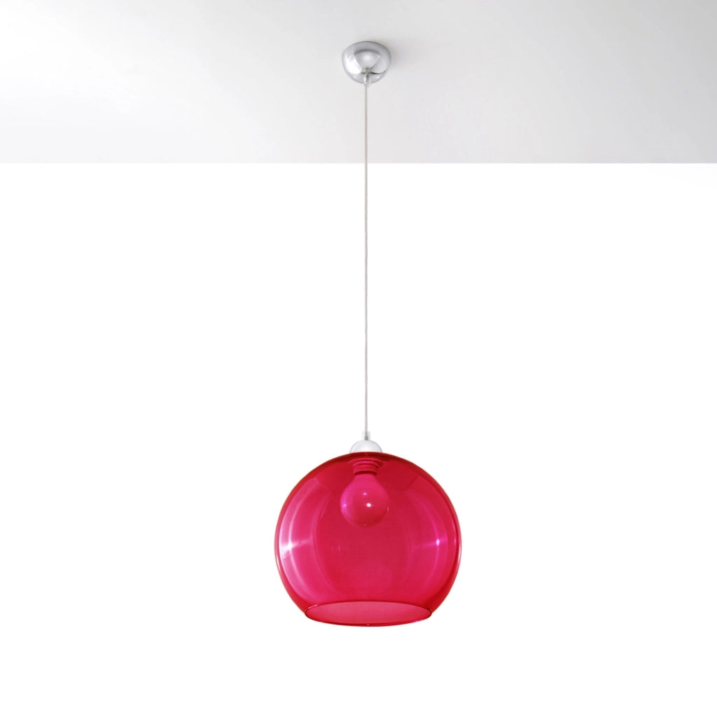 Lampada sospensione Rotund rossa vetro E27 Pure Lume