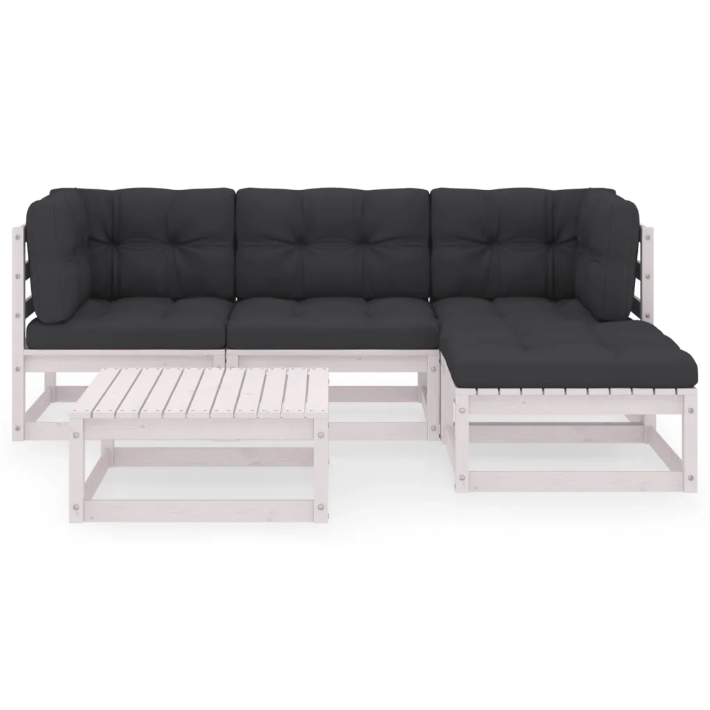 Set Divani da Giardino 5 pz con Cuscini Legno Massello Pino 3076580