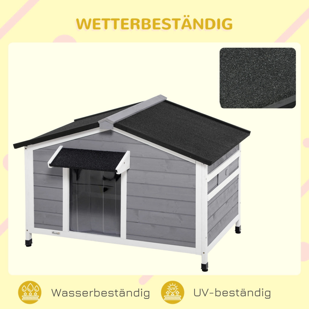 Casetta da giardino per cani con tetto apribile resistente alle intemperie in legno massello nero 109 × 79 × 72 cm