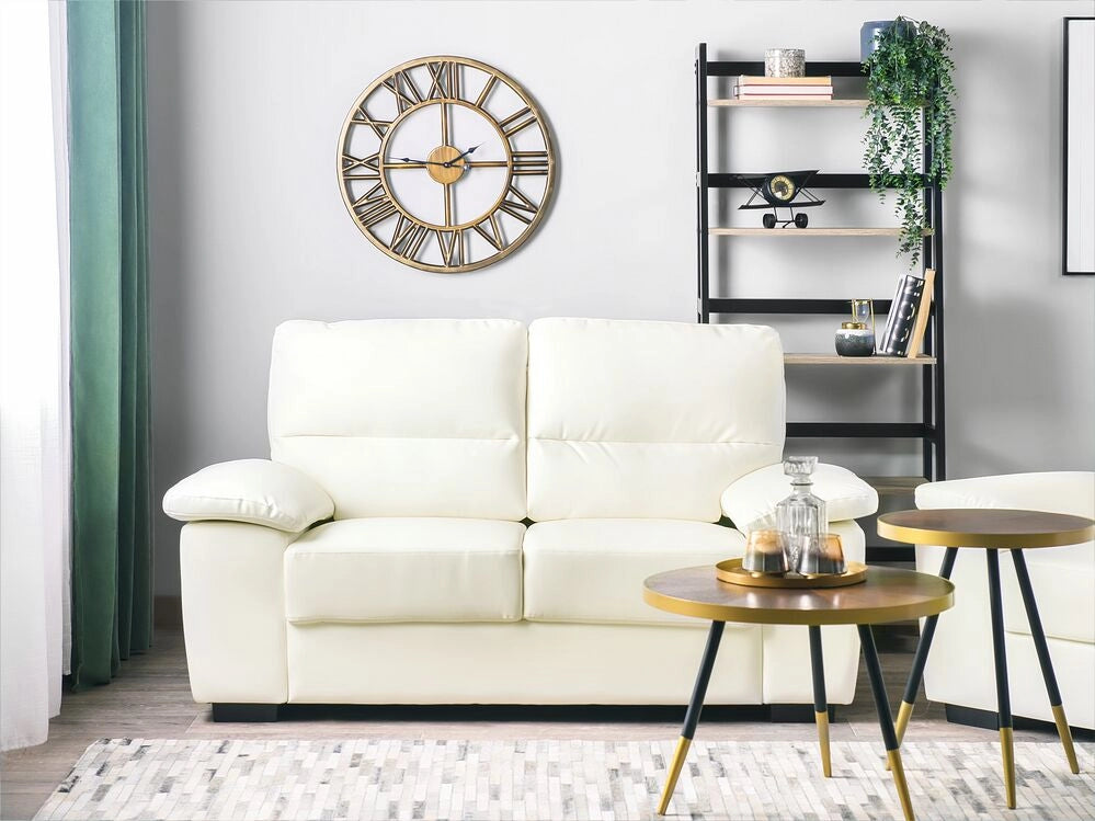 Divano da soggiorno in ecopelle a 2 posti color bianco sporco sofa moderno