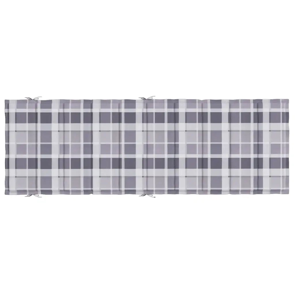 Cuscino per Lettino a Quadri Grigi 186x58x4 cm Tessuto Oxford 314172