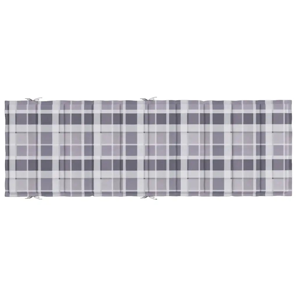 Cuscino per Lettino a Quadri Grigi 186x58x4 cm Tessuto Oxford 314172