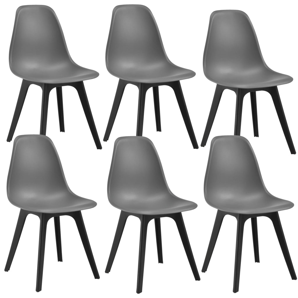 [en.casa] Sedie per Sala da Pranzo Design 83 x 54 x 48 cm Set di 6 Pezzi Plastica Grigio/Nero