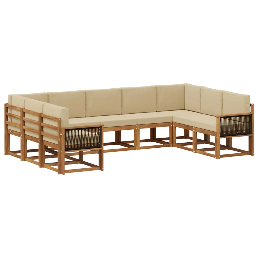 Set di divani da esterno con cuscino 9 pcs Naturale e Beige 3385534