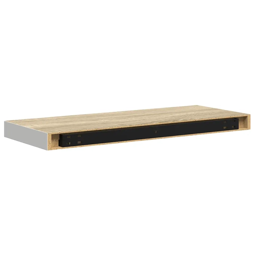 Scaffale a Parete Rovere e Bianco 60x23,5x3,8 cm in MDF 326576