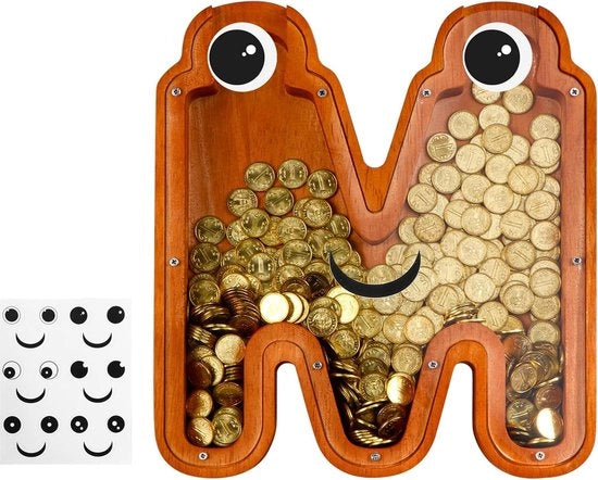 Cassa di Risparmio per Adulti Reutilizzabile Alfabeto in Legno Scatola di Risparmio per Bambini