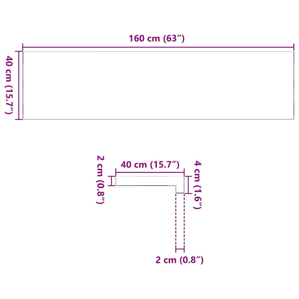 Davanzali 2 pz Non Trattati 160x40x2cm Legno Massello di Rovere 4009124