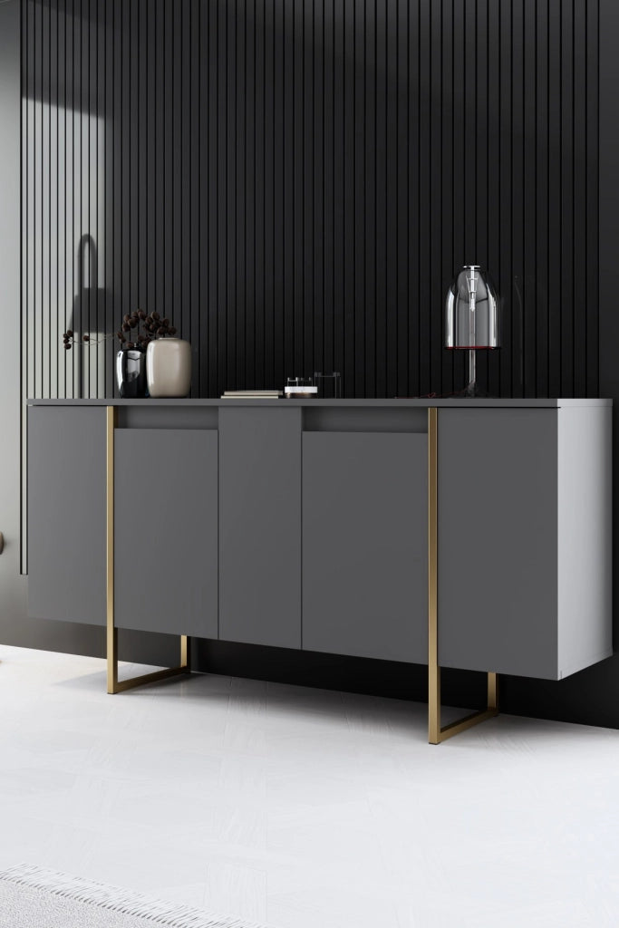 Buffet in legno "Luxury" - 160 x 35 x 80 cm - Antracite Oro