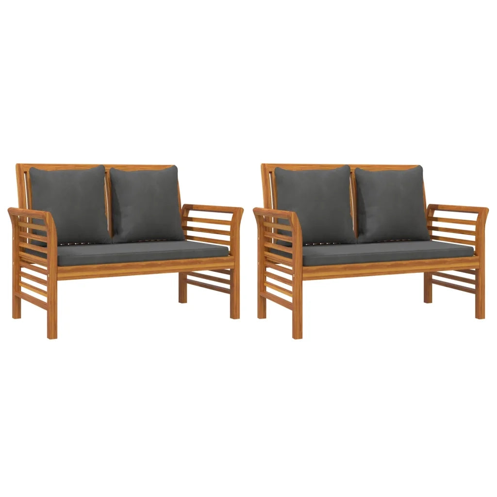 Set Salotto da Giardino 5 pz con Cuscini Legno Massello Acacia