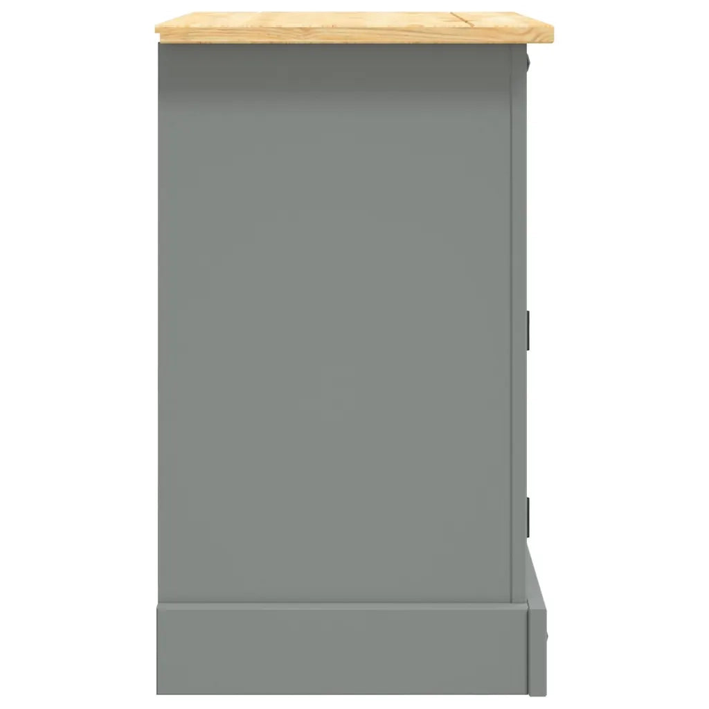 Comodino in Legno di Pino Messicano Corona Grigio 53x39x67 cm 282617