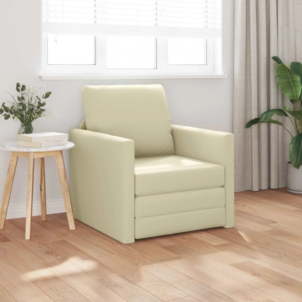 Divano letto 60cm Crema Pelle Artificiale 4106631