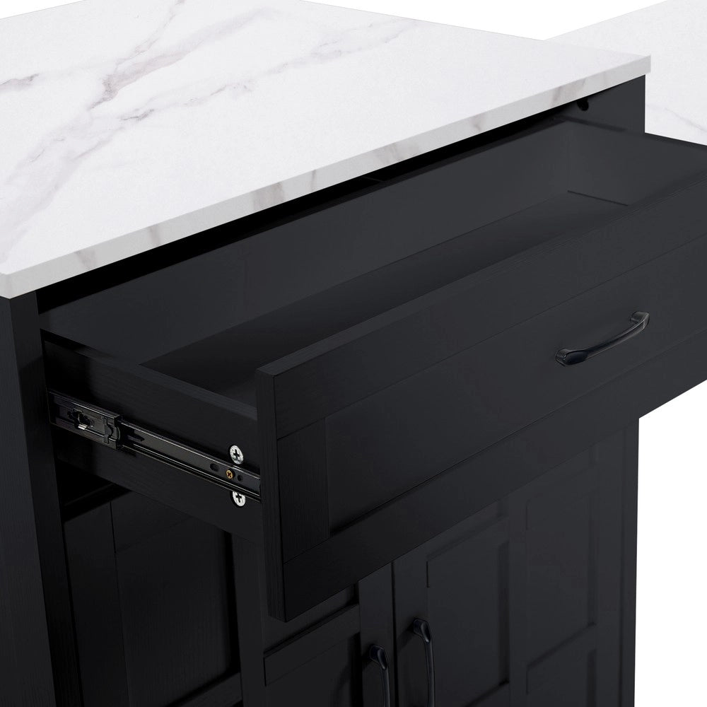 Tavolo da Pranzo Allungabile con Cassetti e Vani ¨C Xylo ¨C Nero, 133-202x70x93.5cm, 2-6 Persone