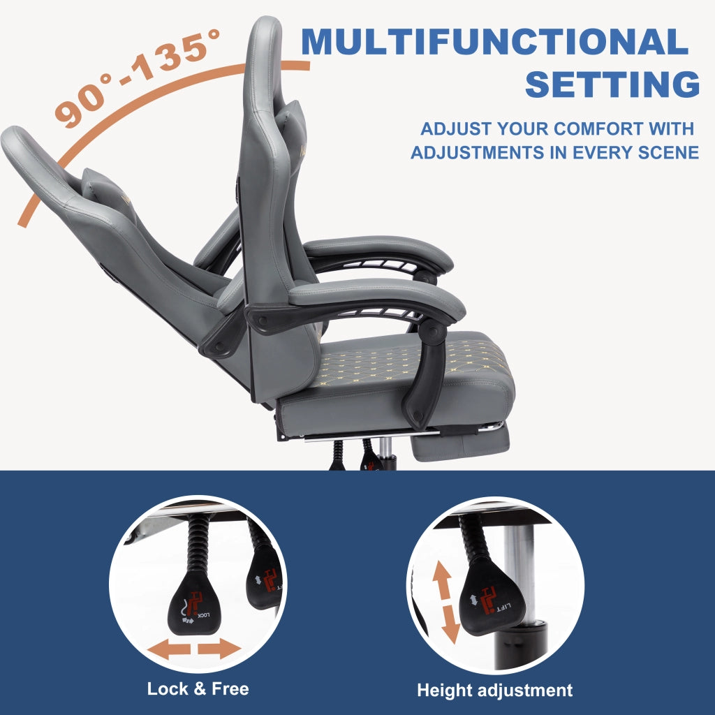 Sedia Gaming Ergonomic in Pelle ¨C Zephmum ¨C Grigio