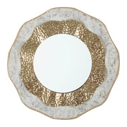 Specchio da parete Shai Light tondo in ferro oro e crema