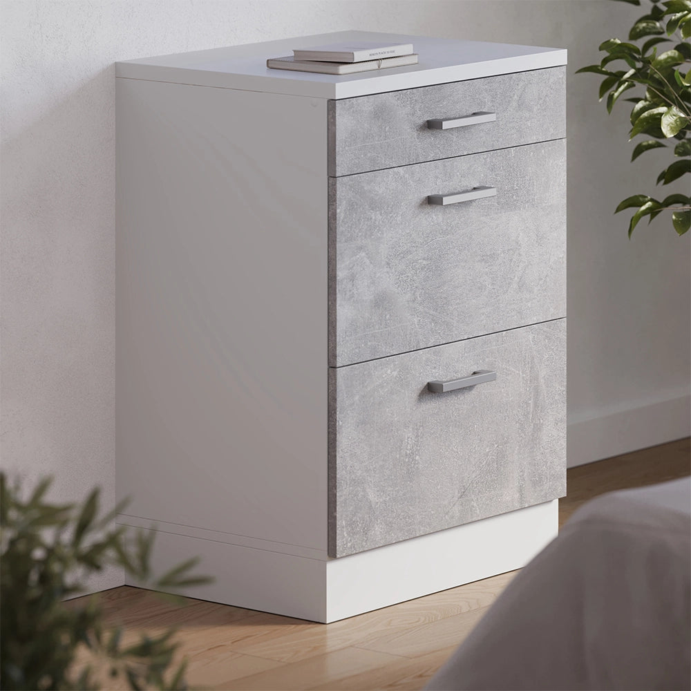 Mobile per mansarda Rion Calcestruzzo/Bianco 60 x 83.8 cm senza inclinazione con 3 cassetti Vicco