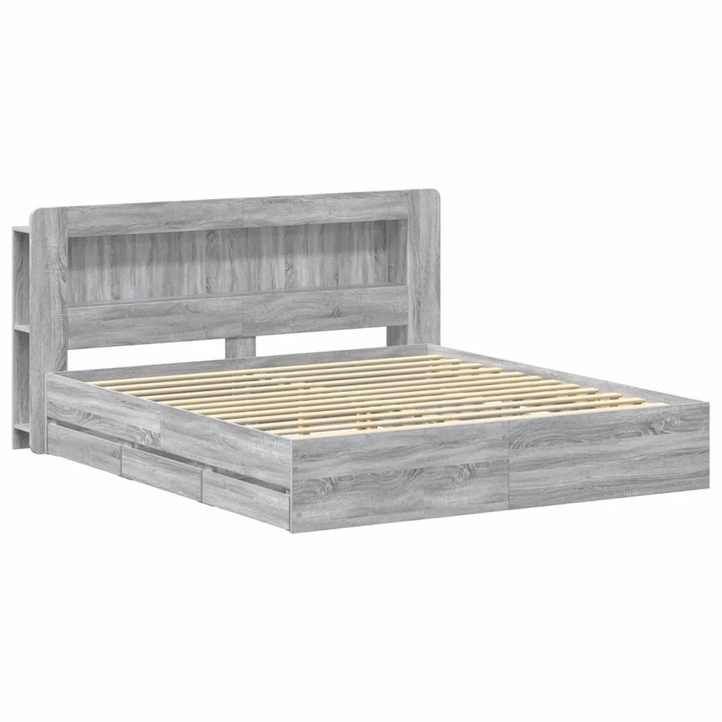 Struttura del letto con stoccaggio e testata Sonoma grigio 3434066