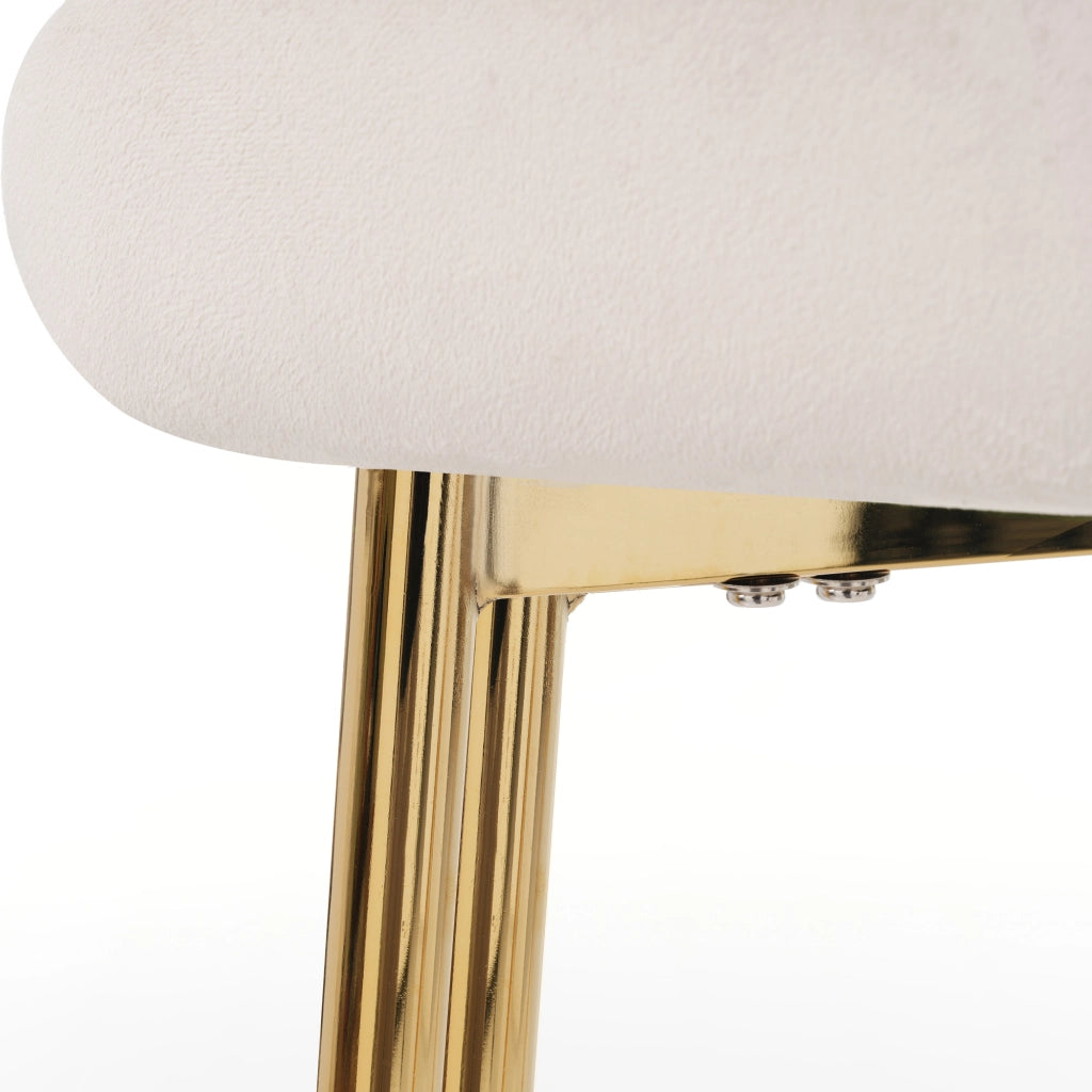 Sedie da pranzo, 4 pezzi in velluto beige con supporto lombare e gambe in metallo dorato