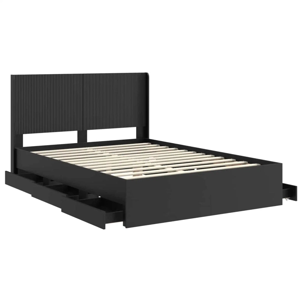 Struttura del letto con stoccaggio e testata Nero 160 x 200 cm 3413930