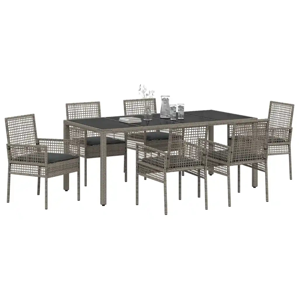 Set da Pranzo per Giardino 7 pcs Grigio polyrattan 3334875
