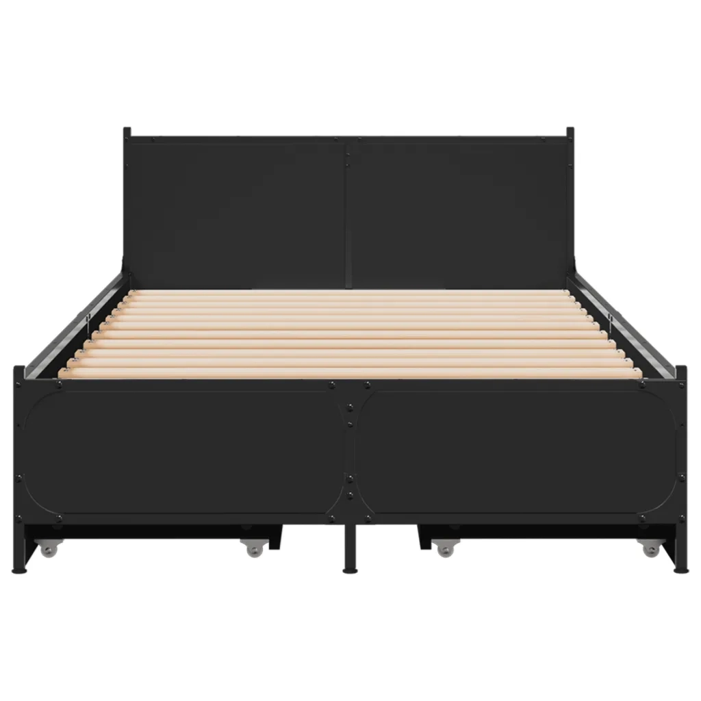 Giroletto con Cassetti Nero 75x190 cm in Legno Multistrato