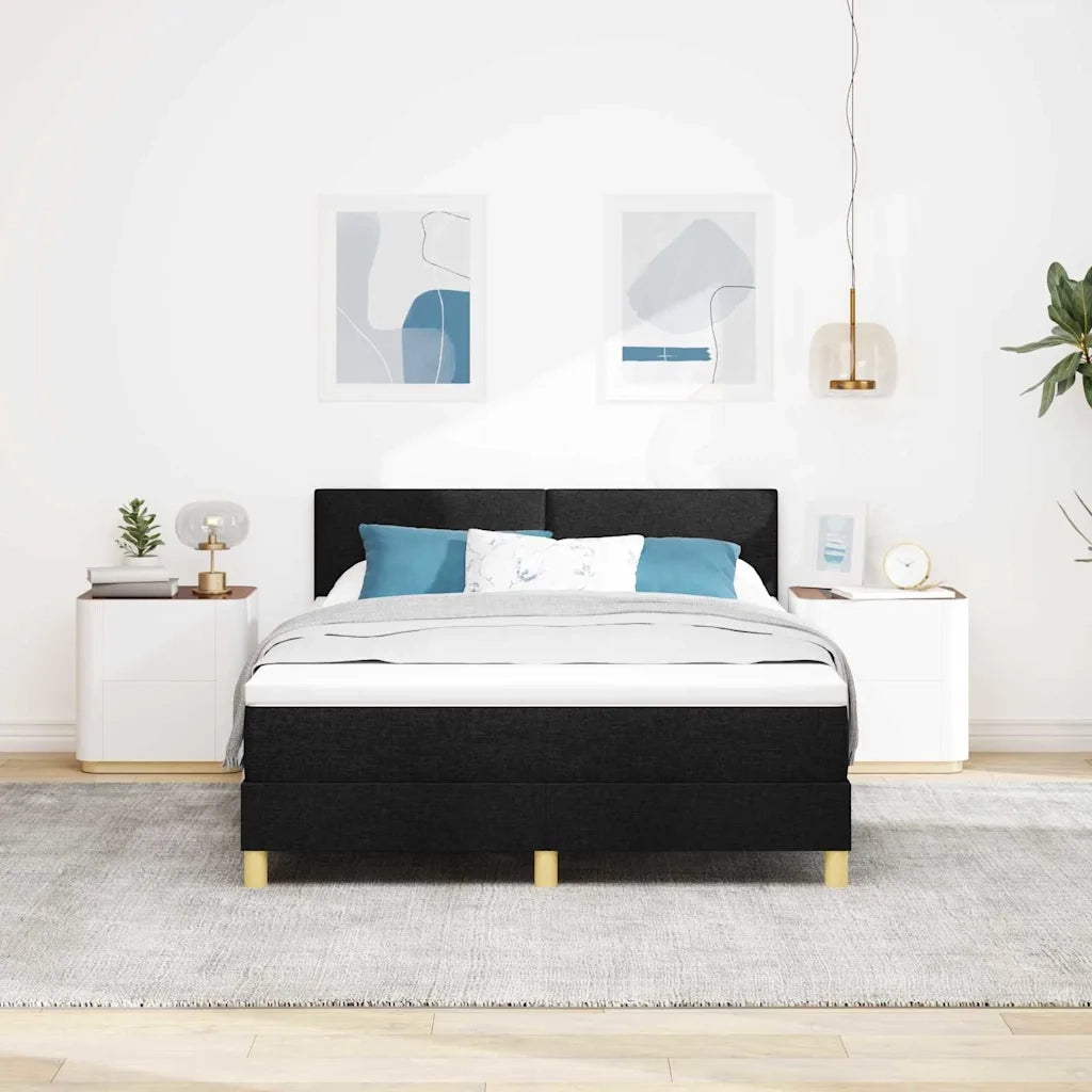 Letto a molle con cuscino Nero 140 x 190 cm Tessuto 3338918