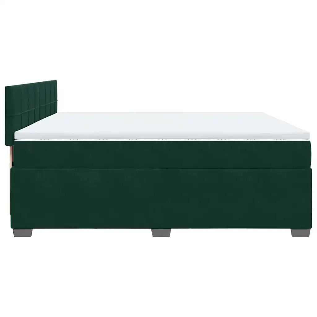 vidaXL Giroletto a Molle con Materasso Verde Scuro 200x200 cm Velluto