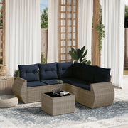 Set Divani da Giardino 6 pz con Cuscini Grigio in Polyrattan 3221360